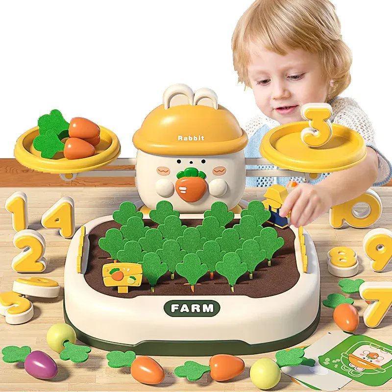Juego de Equilibrio de Cosecha de Zanahorias para Niños, Juguete de Aprendizaje Matemático