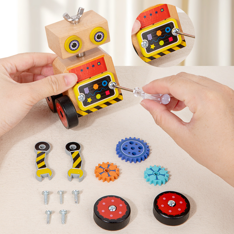 Juguete educativo de madera kit de robots para aprender para niños