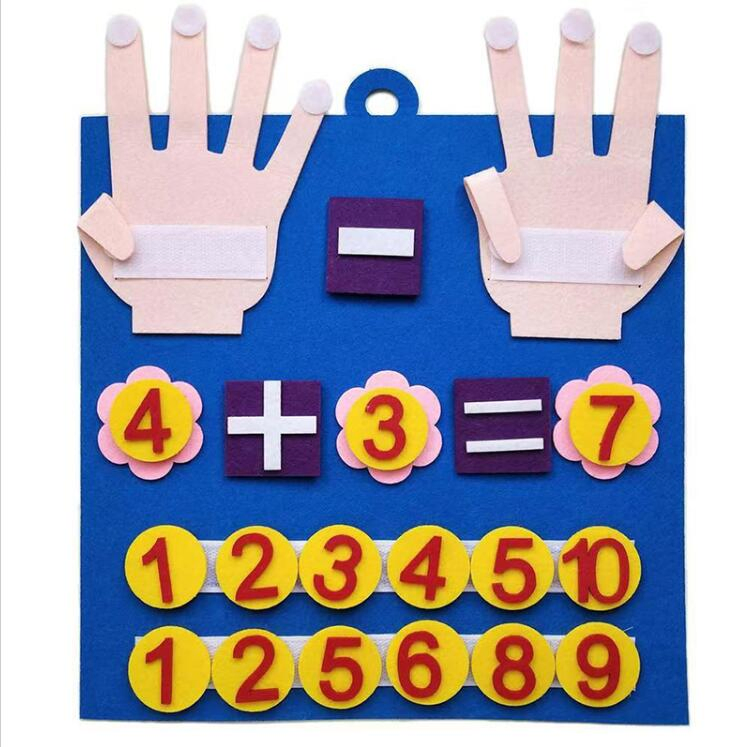 Juguetes educativos de fieltro para contar números con los dedos, aprendizaje de matemáticas para bebés y niños