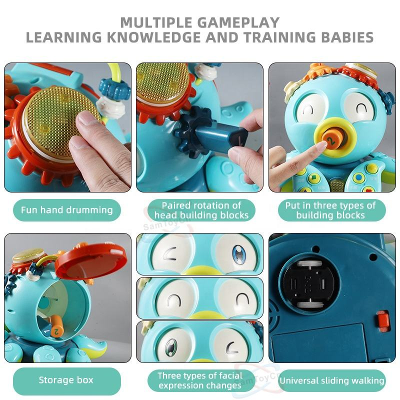 Juguetes educativos de letras y lenguaje para bebés, pulpo de dibujos animados multifuncional Montessori