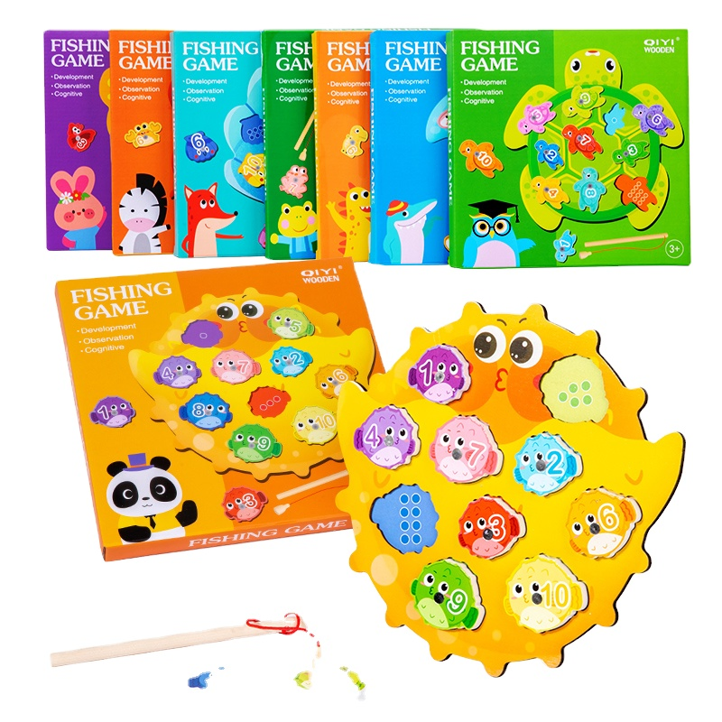 Juego de Pesca de Cartón de Madera Set Juguete Educativo Montessori