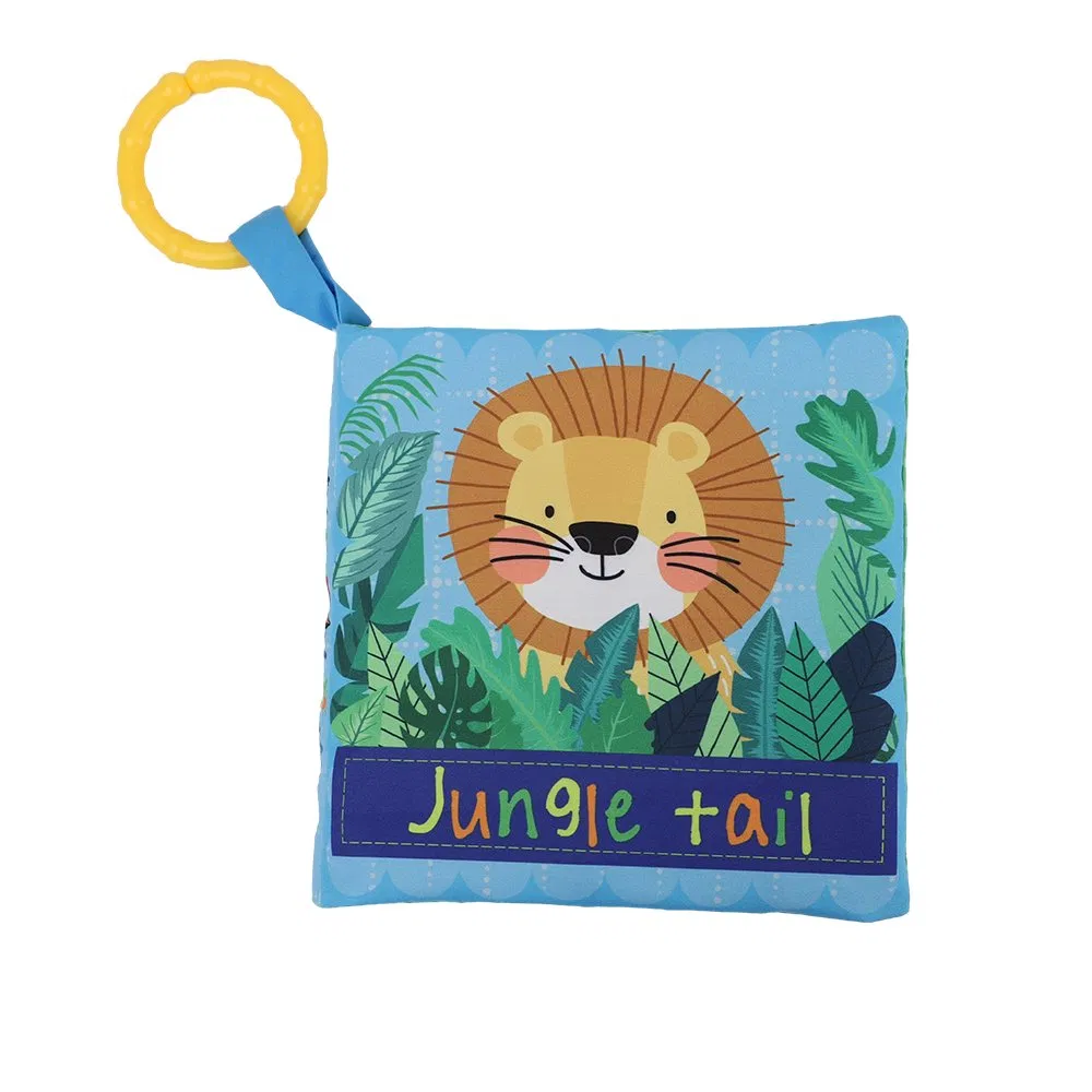 Libros de tela para bebés 8PCS Juguetes educativos de aprendizaje temprano con colas de animales, libros de desarrollo de tela suaves