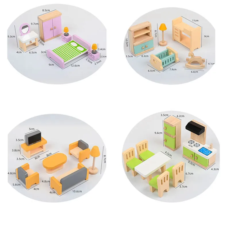 Muebles de casa de muñecas de madera 6