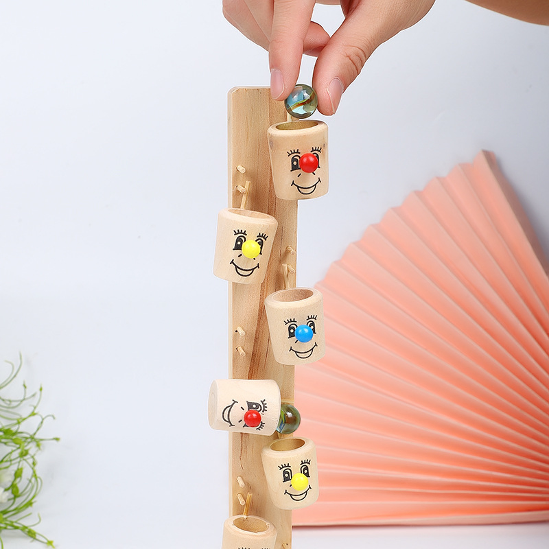 Juguetes interactivos de madera para bebés; juguetes educativos para niños, mesa invertida de mármol de payaso