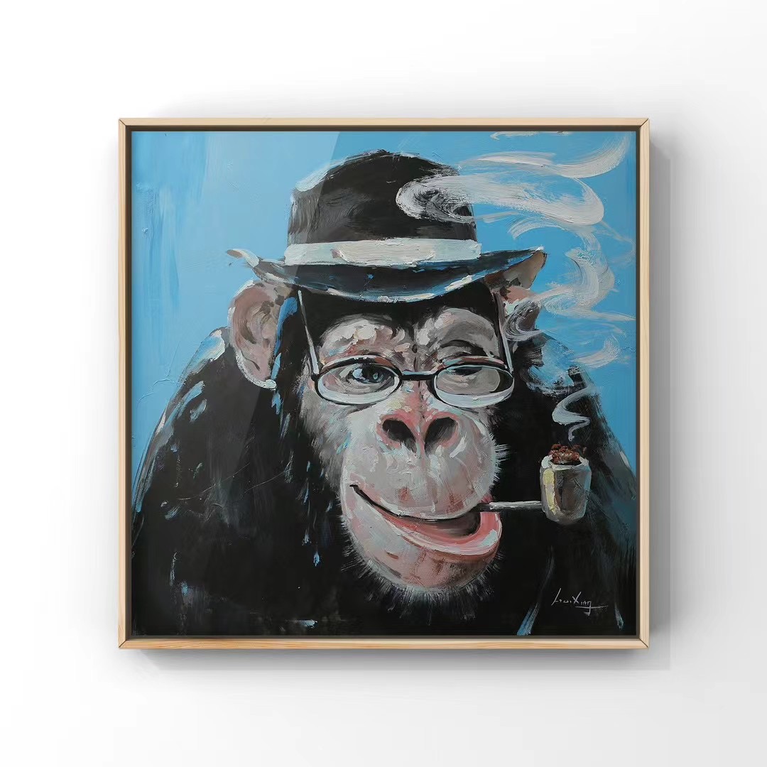 Custom Framed Wall Art Painting Funny Orangutan Puppy Alpaca Canvas Decor Suppliers, Pricelist
