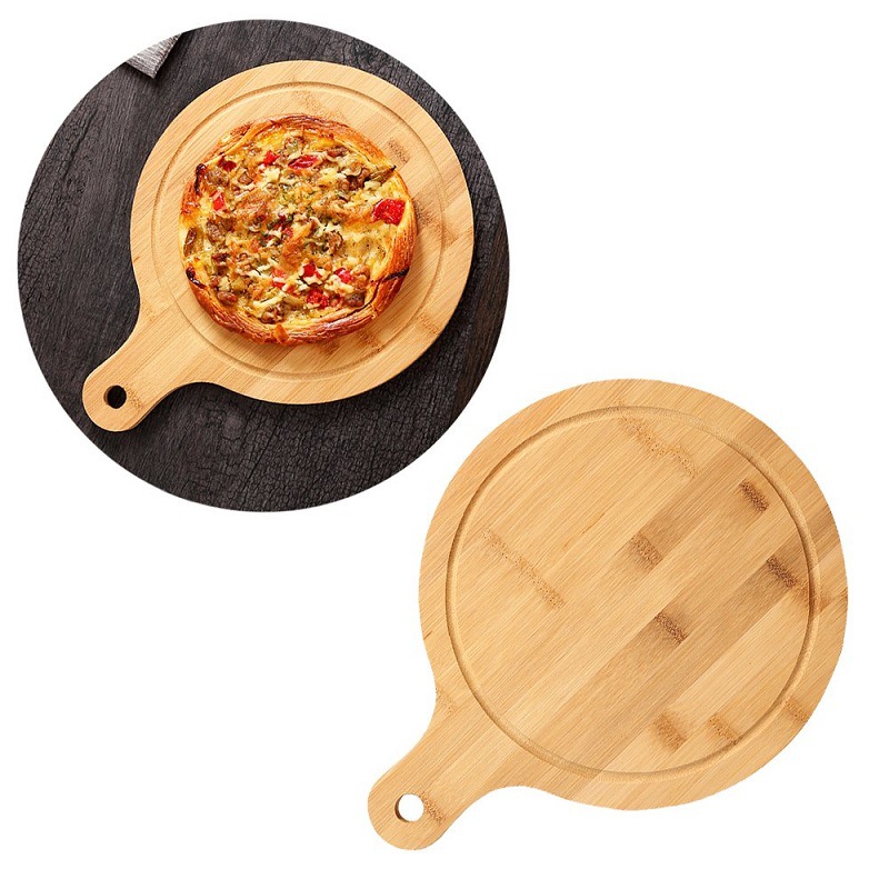 OEM Home Kitchen Round Wooden Pizza Tray With Handle Rustic Wooden Crafts Gifts Pricelist, Product