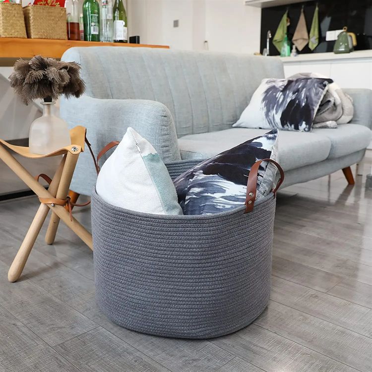Custom Factory New Amazon Hot Sales Cotton Rope Storage Basket Home Decor Cotton Line Storage Basket Cotton Woven Basket Pricelist, Product
