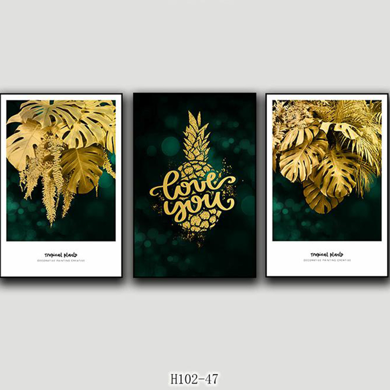 Custom Abstract blue wall art frame painting wall décor three stylish combination Foil finish Suppliers, Product