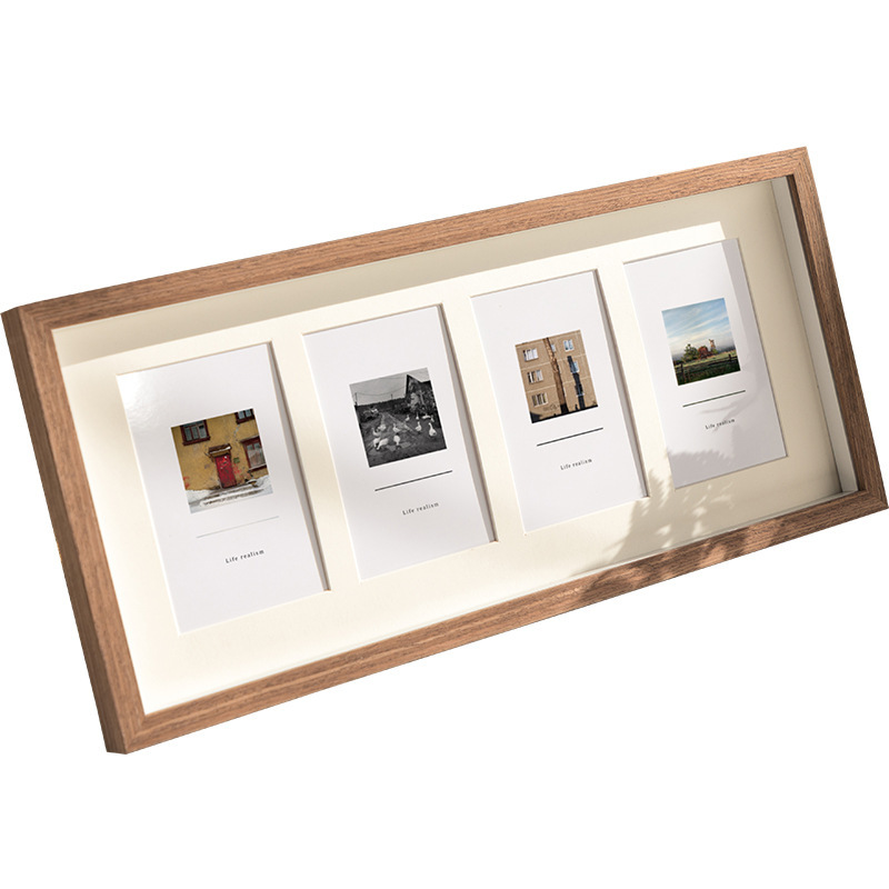 Custom Wood 3D 8x16 8x20 Collage Picture Frame - Displays Three 4x6 and Four 4X6 Frame Openings - Wood Photo Frame with Glass and Hanging Hardware Included Manufacturers, Pricelist