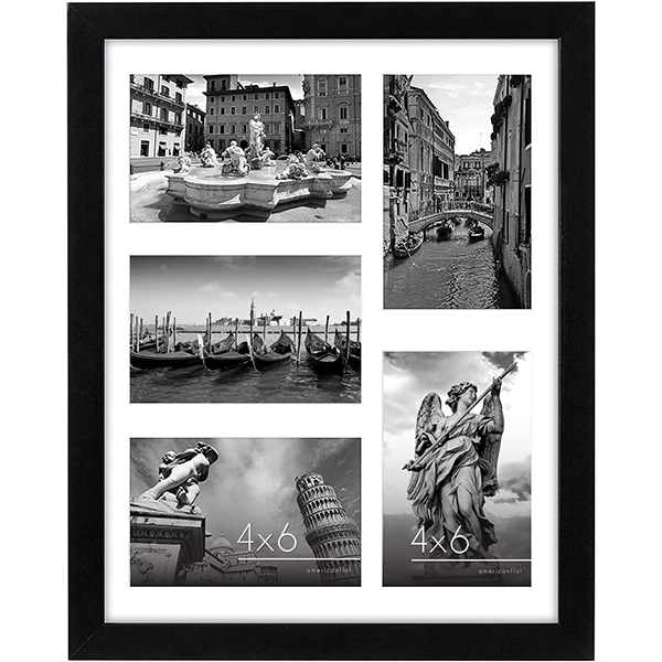 OEM 11x14 Collage Picture Frame in Black - Displays Five 4x6 Frame Openings or One 11x14 Frame Without Mat - Engineered Wood Includes Hanging Hardware for Wall Manufacturers, Quotes