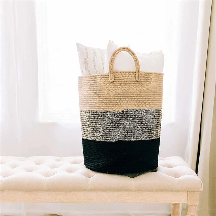 OEM Factory Customizable Cotton Rope Simple Stylish Storage Basket Clothing Storage Baskets Manufacturers, Supplier