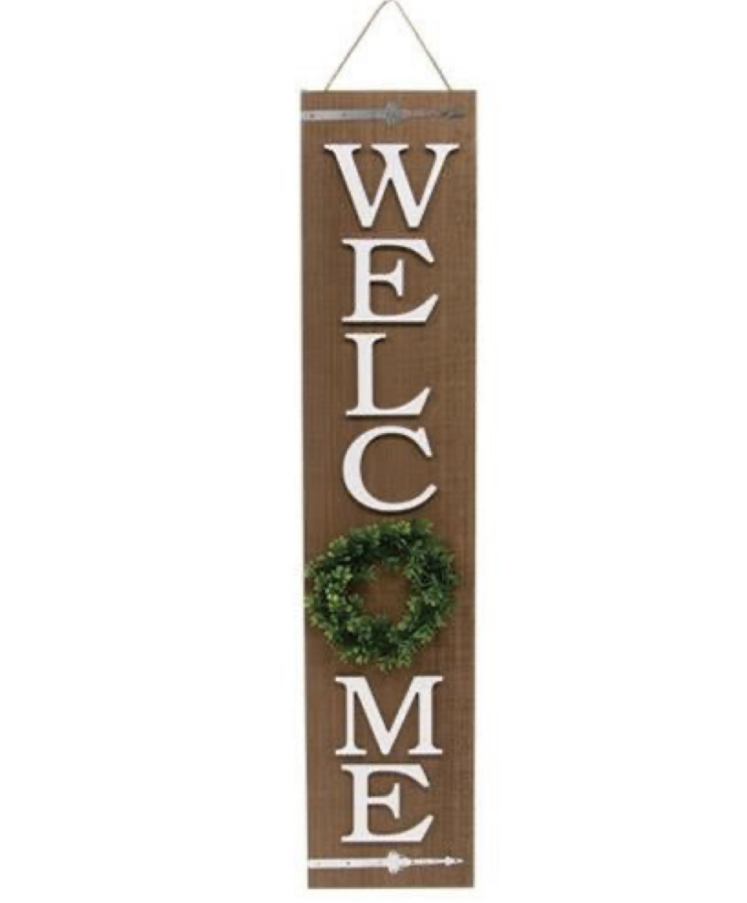 Custom Large Size Wreath Wooden Porch Sign Plaque Welcome  Decorative Signs Manufacturer, Product