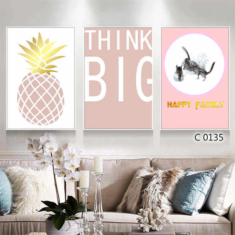 High-Quality 3 Pieces Set Pink Design High Definition Framed Prints A3 A2 A1 Size  Quotes, Product