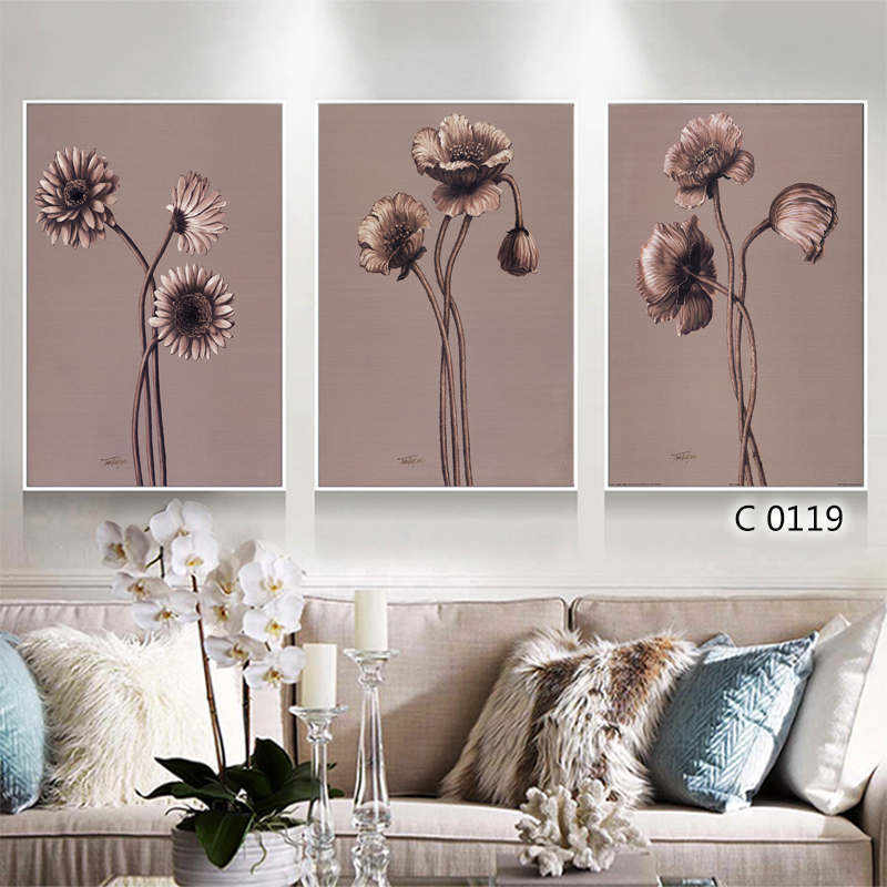 Custom 3 Pieces Canvas Poster Flower Poster Trend Wall Art Supplier, Quotes