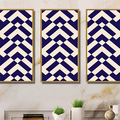 OEM Abstract Blue and Orange Geometric Maze Canvas Print Wall Art Suppliers, Product