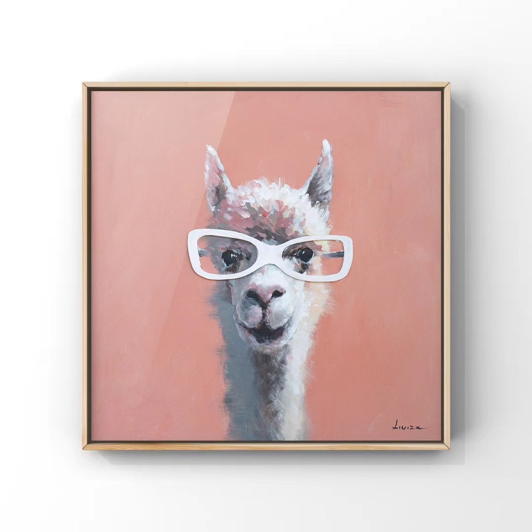 Custom Framed Wall Art Painting Funny Orangutan Puppy Alpaca Canvas Decor Suppliers, Pricelist
