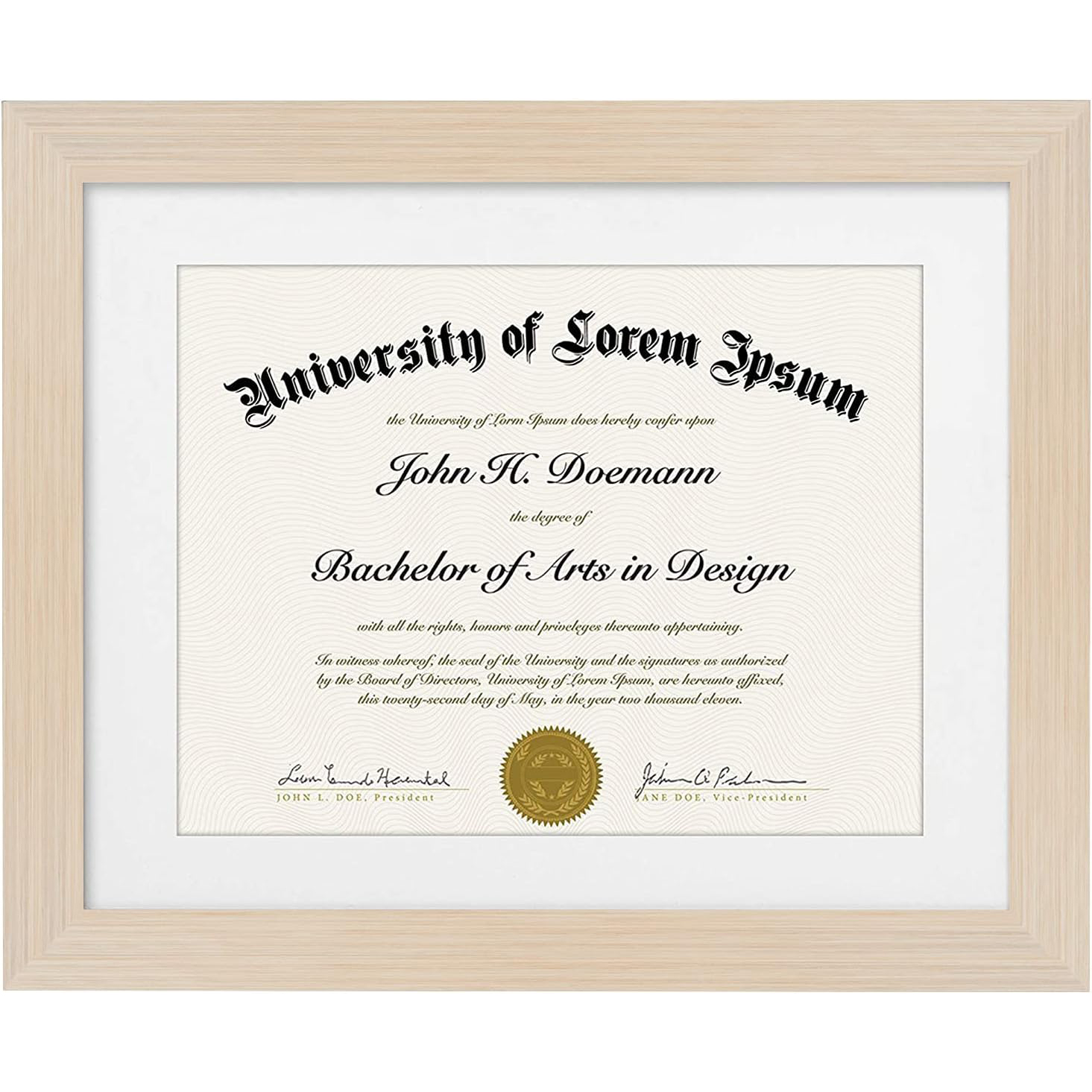 Famous 11x14 Diploma Frame with Shatter-Resistant Glass - Use as 8.5x11 Frame with Mat or 11x14 Frame without Mat - Legacy Collection - Thin Picture Frame for Wall Display - Light Wood Manufacturer, Product