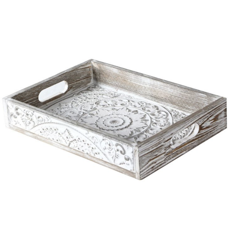 High-Quality Beautiful Rustic Wood Tray MyGift Rustic White washed Wood Serving Manufacturer, Suppliers