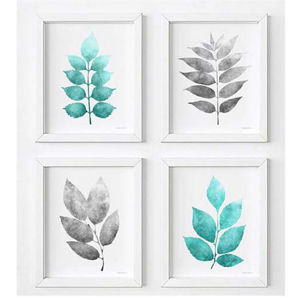 Famous Gallery Wall Print Set Printable Art Navy Indigo Blue Leaves Plant Print Quotes, Products