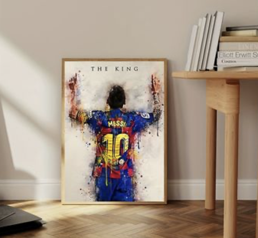 Famous Football Superstar Messi, Ronaldor, Naymar And Mbape Poster Black Frame Prints Wall Decor Bedroom for Living Room Sport Room Gift for Fan Football Size 12x18 INCH 