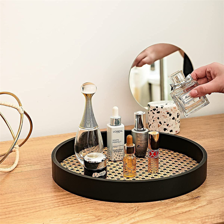 High-Quality Hot selling Wooden Imitation Rattan Round Storage Tray Customizable Color and Size Options Manufacturers, Suppliers
