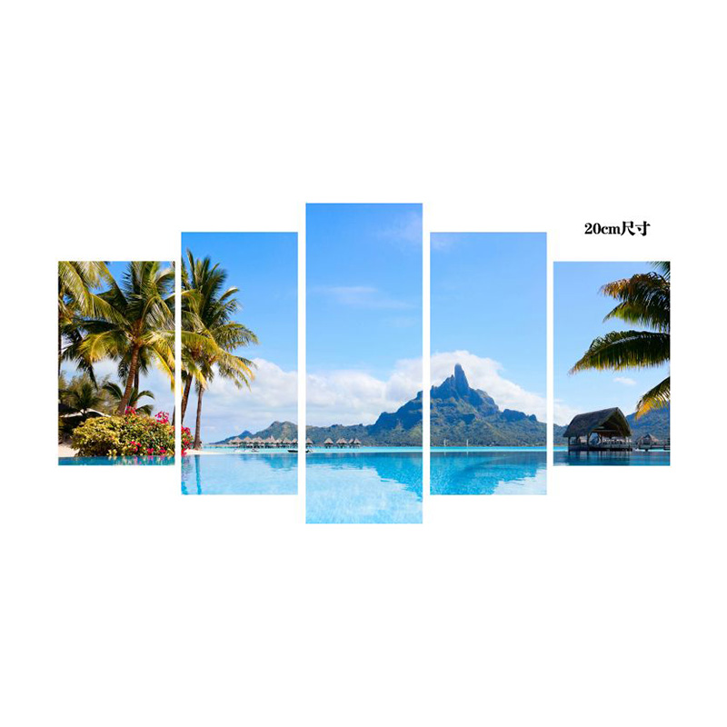 OEM Seascape painting set canvas Landscape Ocean Beach 5 Panels Wall Art Canvas Print Frames Picture Printing on Canvas wall art Supplier, Product