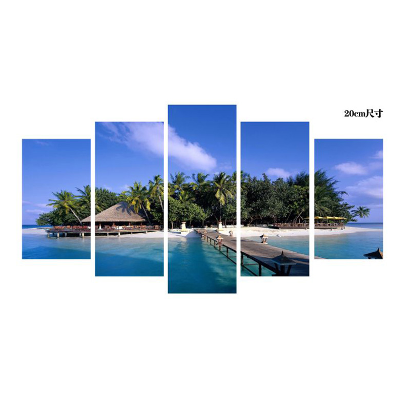 OEM Seascape painting set canvas Landscape Ocean Beach 5 Panels Wall Art Canvas Print Frames Picture Printing on Canvas wall art Supplier, Product