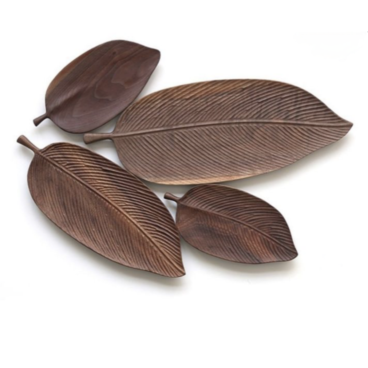 OEM Leaf shape Multipurpose Solid Wood Dessert Snack Plate Fruit Tray  Manufacturer, Pricelist