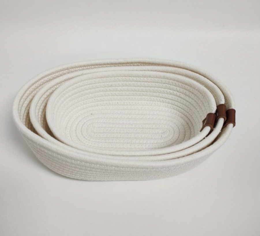 Custom Hand-woven cotton rope cosmetics and snack storage basket Boat-shaped desktop miscellaneous storage box Product, Products