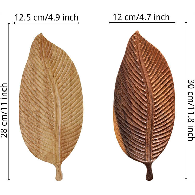 OEM Leaf shape Multipurpose Solid Wood Dessert Snack Plate Fruit Tray  Manufacturer, Pricelist