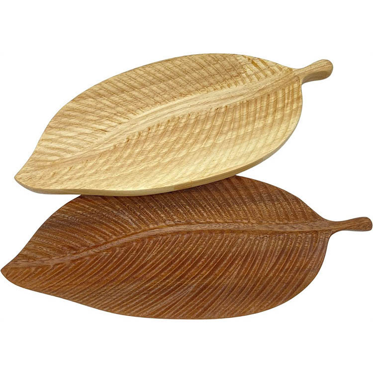OEM Leaf shape Multipurpose Solid Wood Dessert Snack Plate Fruit Tray  Manufacturer, Pricelist