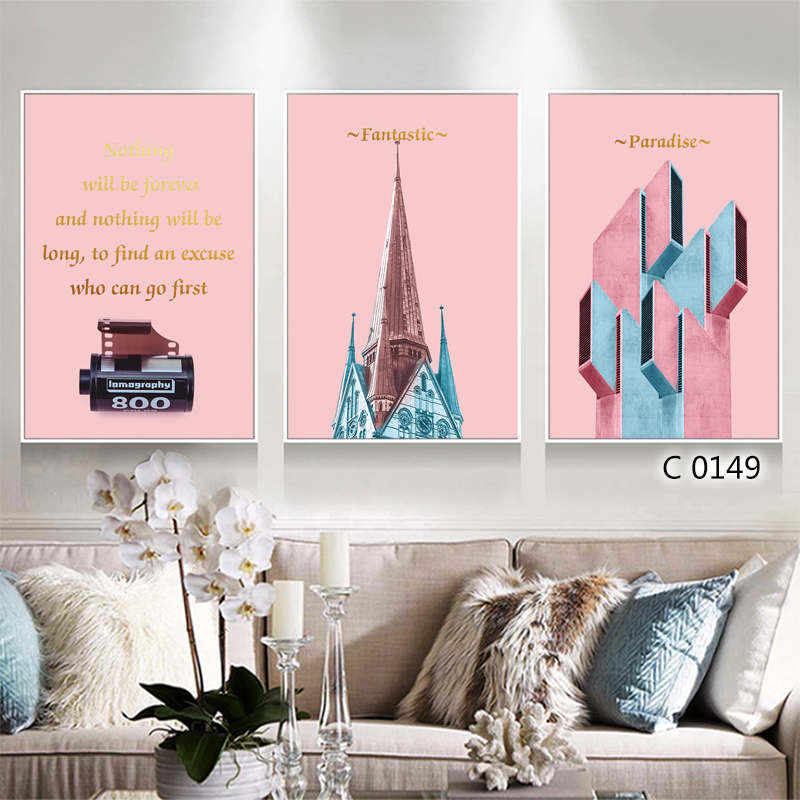 High-Quality 3 Pieces Set Pink Design High Definition Framed Prints A3 A2 A1 Size  Quotes, Product