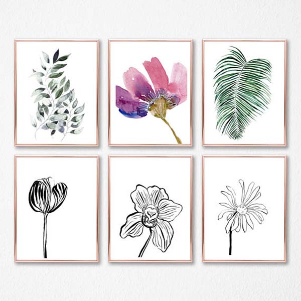 Famous Gallery Wall Print Set Printable Art Navy Indigo Blue Leaves Plant Print Quotes, Products