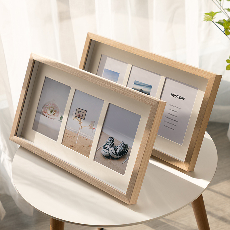 Custom Wood 3D 8x16 8x20 Collage Picture Frame - Displays Three 4x6 and Four 4X6 Frame Openings - Wood Photo Frame with Glass and Hanging Hardware Included Manufacturers, Pricelist