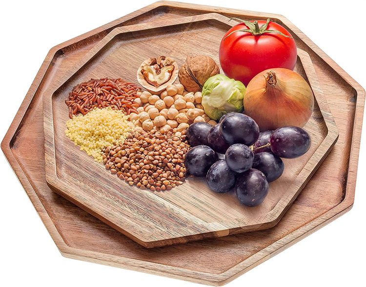 High-Quality Multifunctional Stylish Octagonal Wooden Dinner Plates Fruit Coffee Service Tray Pricelist, Quotes