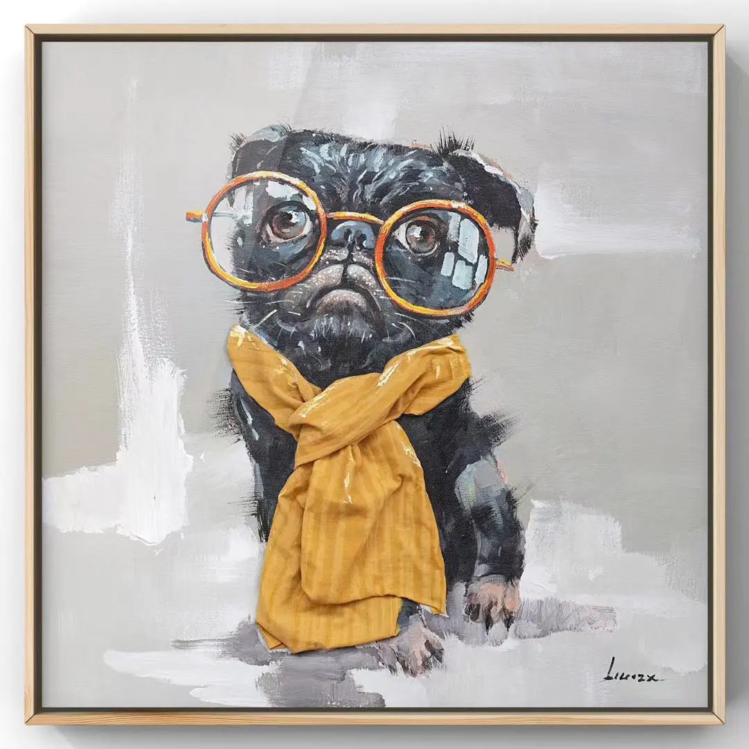 Framed wall art painting featuring funny orangutan puppy - humorous animal canvas print