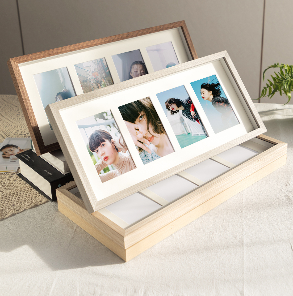 Custom Wood 3D 8x16 8x20 Collage Picture Frame - Displays Three 4x6 and Four 4X6 Frame Openings - Wood Photo Frame with Glass and Hanging Hardware Included Manufacturers, Pricelist