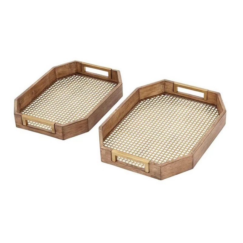 High-Quality Beautiful Rectangle Wood Tray With Mesh Decorative Trays Manufacturer, Products
