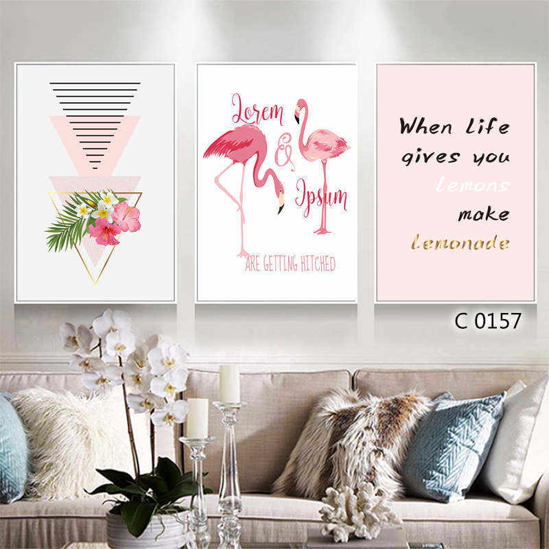 High-Quality 3 Pieces Set Pink Design High Definition Framed Prints A3 A2 A1 Size  Quotes, Product
