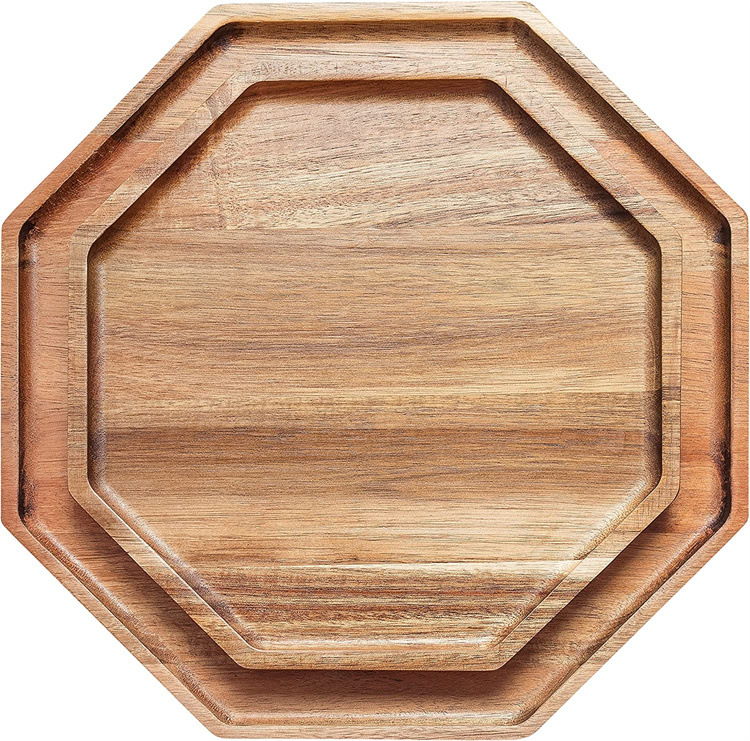 High-Quality Multifunctional Stylish Octagonal Wooden Dinner Plates Fruit Coffee Service Tray Pricelist, Quotes