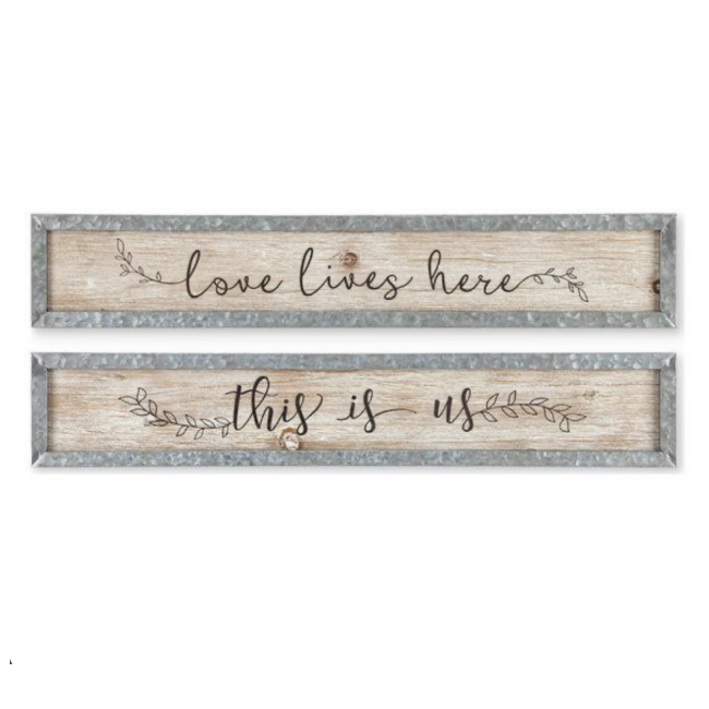 OEM Set of 2 Assorted Metal and Wood Wall Decor Message Signs Plaque Manufacturer, Products