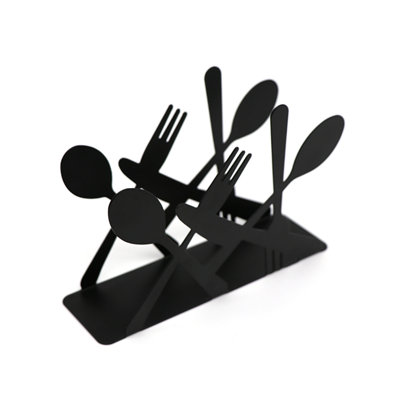 High-Quality Table use black white pink blue metal forks and knife shape napkin holder Manufacturer, Suppliers