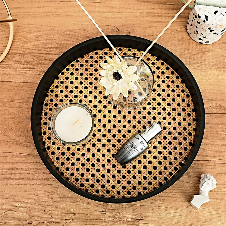 High-Quality Hot selling Wooden Imitation Rattan Round Storage Tray Customizable Color and Size Options Manufacturers, Suppliers