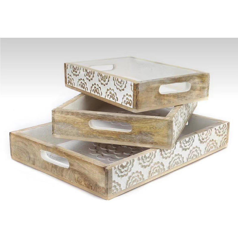 High-Quality Beautiful Rustic Wood Tray MyGift Rustic White washed Wood Serving Manufacturer, Suppliers