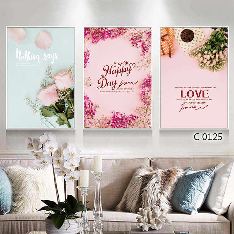 High-Quality 3 Pieces Set Pink Design High Definition Framed Prints A3 A2 A1 Size  Quotes, Product