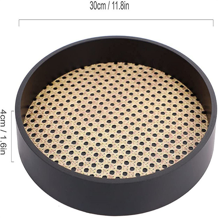 High-Quality Hot selling Wooden Imitation Rattan Round Storage Tray Customizable Color and Size Options Manufacturers, Suppliers