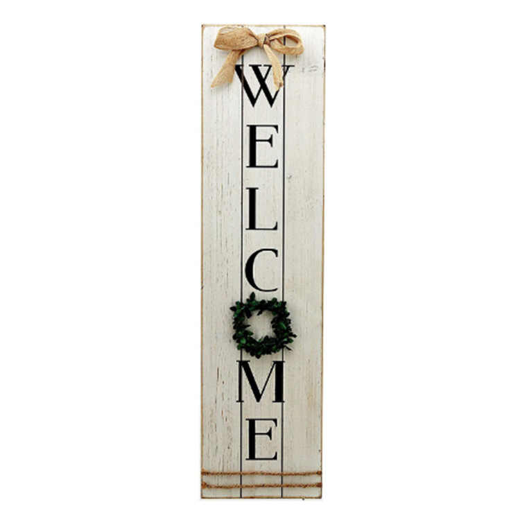 Custom Large Size Wreath Wooden Porch Sign Plaque Welcome  Decorative Signs Manufacturer, Product