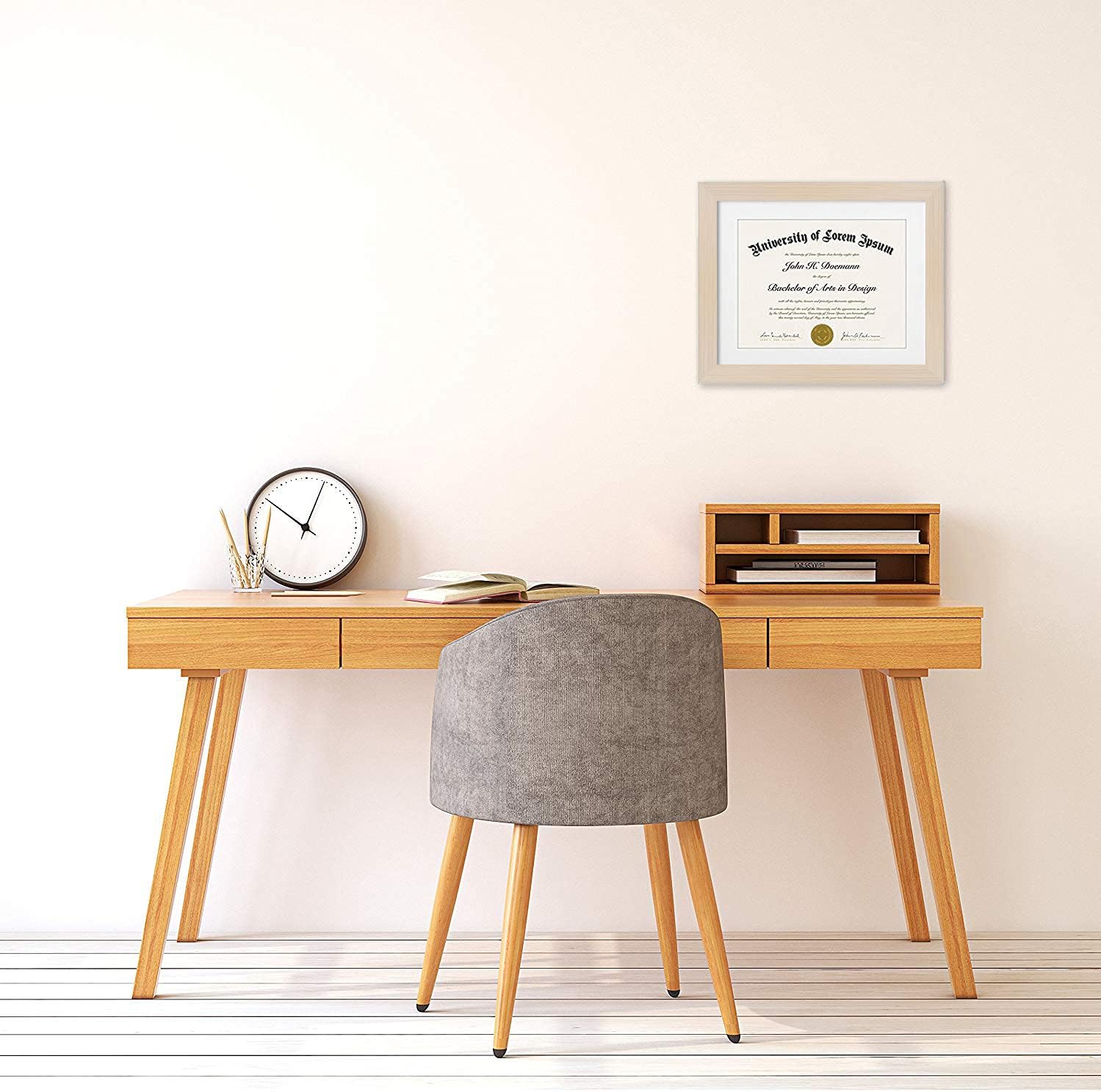 Famous 11x14 Diploma Frame with Shatter-Resistant Glass - Use as 8.5x11 Frame with Mat or 11x14 Frame without Mat - Legacy Collection - Thin Picture Frame for Wall Display - Light Wood Manufacturer, Product