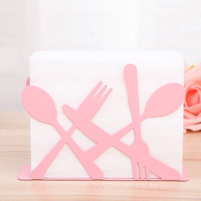 High-Quality Table use black white pink blue metal forks and knife shape napkin holder Manufacturer, Suppliers