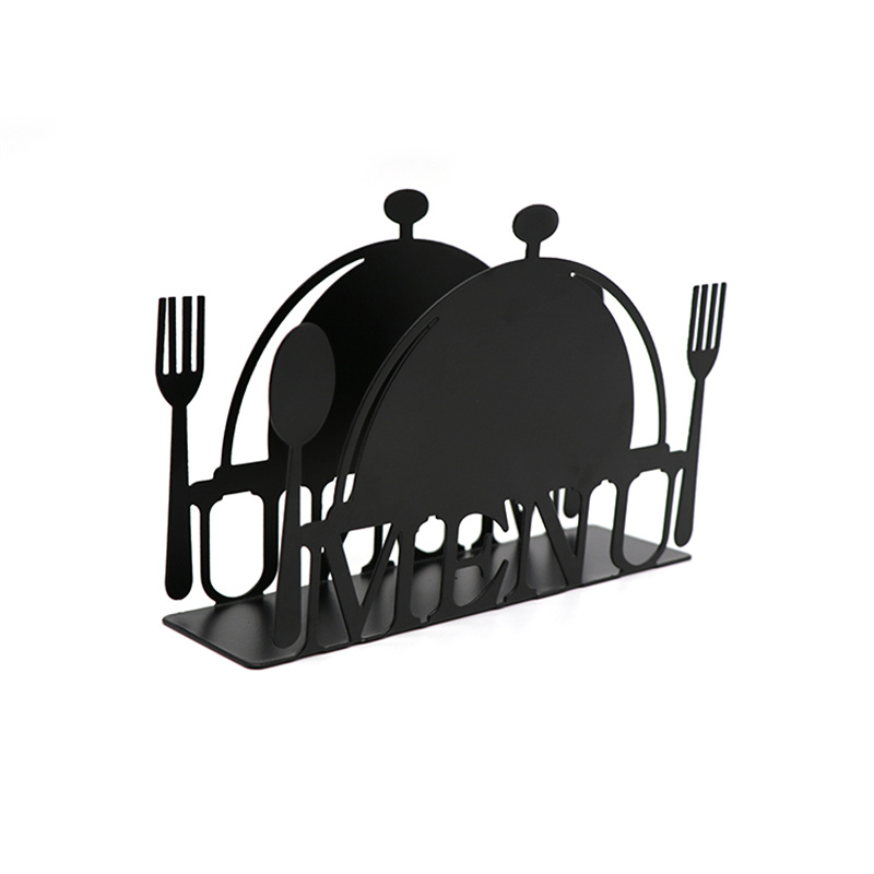 OEM Coffee shop hotel table metal paper towel holder iron art hollowed out knife and fork pattern napkin holder Suppliers, Pricelist